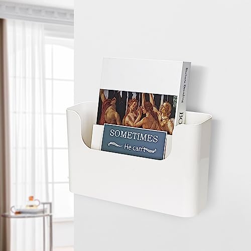 POUYRBA Wall File Holder, 1pc White Plastic Wall Mount File Holder Wall