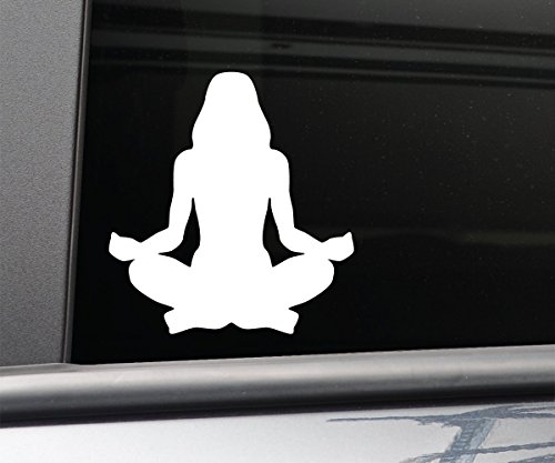 Yoga Meditation Vinyl Decal Laptop Car Truck Bumper Window Sticker - White