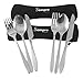 Sempre 3 Piece Travel / Camping Utensils Set in Case To Go, Portable Stainless Steel Cutlery Kit with Lightweight Neoprene Case (2 Pack)