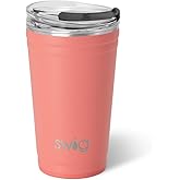 Swig Life 24oz Party Cup, Stackable Insulated Travel Coffee Tumbler with EZ Slider Lid, Cup Holder Friendly, Stainless Steel 24 oz Tumbler, Reusable Coffee Mug (Coral)