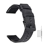 Premium Nylon NATO Canvas Fabric Replacement Watch Bands Canvas Watch Band Military Army Men Women Black