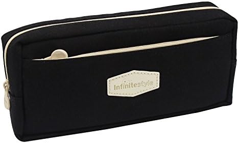 Pencil Case Pouch Pen Bag Canvas Makeup Cosmetic Pouch Stationary Case Girls Boys Pencil Box for Highlighters Gel Pen Markers and other School Supplies, Skykas (Black)