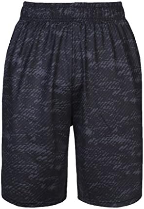 Men's Elastic Waist Black Shorts with Dark Fringe (Pattern,XL)