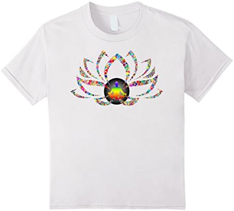 Kids Yoga Meditation sacred flower of life Lotus colorful Shirt 10 White