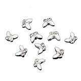 CJESLNA Special Silver White Butterfly 10 Pieces Silver 3D Alloy Nail Art Slices Glitters DIY Decorations