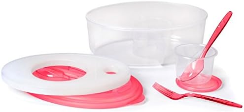 David Tutera 7 Piece Salad Cooler Set, Pink