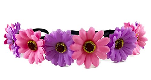 Festie Fever Light Up Purple and Pink Flower Crown with 3 Modes