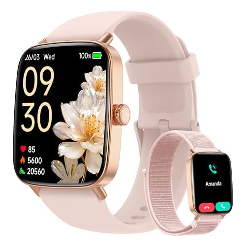 Women's Smartwatch, 1.85 Inch Smart Watch with Phone Function, Fitness Watch with Heart Rate Monitor, Sleep Monitor, SpO2, 110 Sports Modes, Fitness Tracker, IP68 Waterproof Pedometer, Sports Watch for Samsung/iOS/Android