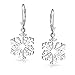 Classic Christmas Holiday Party Snowflake Dangle Earrings Pendant For Women Teen Polished .925 Sterling Silver Leverback
