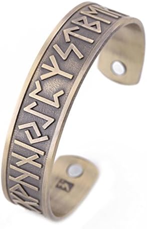 EUEAVAN Magnetic Care Viking 24 Amulet Runes Cuff Bracelet for Easing Fatigue,Blood Circulation
