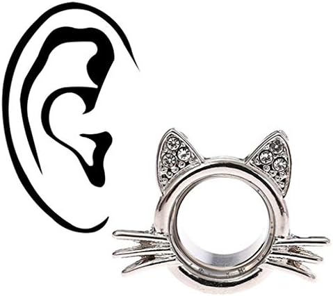 Modsnde Stainless Steel Screwed Double Flared Cat Ear Tunnels Plugs Expander Plugs Stretcher Ear Piercing Flesh Tunnel