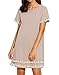 Romwe Women's Short Sleeve Summer Loose Tunic Casual Tassel Dress Apricot M