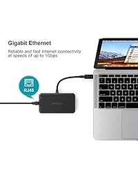 Dodocool   Adaptador de vídeo USB C a 4K HD, adaptador Gigabit Ethernet, puerto VGA, 3 puertos USB 3.0, puerto de carga para MacBook MacBook Pro  Chromebook Pixel