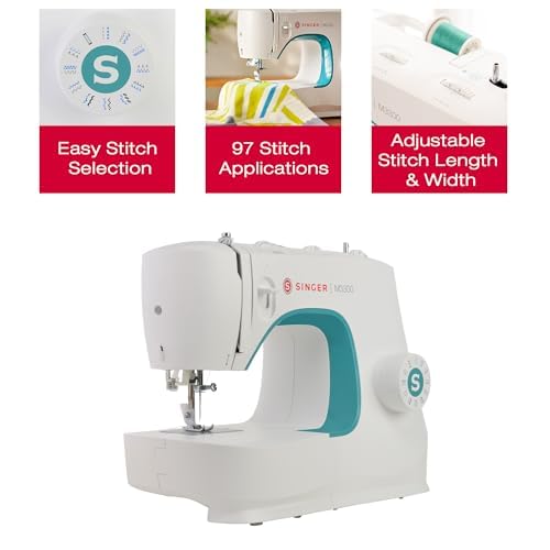 SINGER M3300 Lightweight & Portable Sewing Machine With 97 Stitch Applications, LED Light & 1-step Buttonhole | Used for Mending and Sewing
