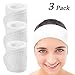 Whaline Spa Makeup Headband Towel Facial Headbands Waffle Weave Terry Cloth for Wash Face, Bath, Shower and Sport 3 pack (White)