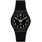 Swatch Gent Biosourced Unisex Watch Casual Plastic Black Quartz Waterproof Golden Tac