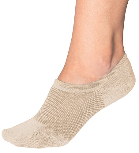 UPC 636757916075, Bambu Women&#39;s Premium Bamboo No Show Socks - 3 pairs - Non-Slip, Nude /Beige, Small / 5-7.5