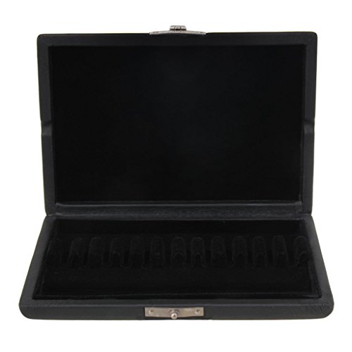 image for MonkeyJack Black PU Leather Oboe Reed Case Storage for 12 Reeds Woodwi
