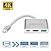DIWUER Type C to HDMI USB-C Digital AV Multiport Adapter USB 3.1 Type-C to HDMI Adapter 4K USB 3.0 Hub with Charging Port for Apple Macbook Chromebook Pixel USB-C Devices To HDTV/Projector