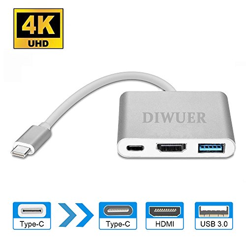 DIWUER Type C to HDMI USB-C Digital AV Multiport Adapter USB 3.1 Type-C to HDMI Adapter 4K USB 3.0 Hub with Charging Port for Apple Macbook Chromebook Pixel USB-C Devices To HDTV/Projector DIWUER Type C to HDMI USB-C Digital AV Multiport Adapter USB 3.1 Type-C to HDMI Adapter 4K USB 3.0 Hub with Charging Port for Apple Macbook Chromebook Pixel USB-C Devices To HDTV/Projector