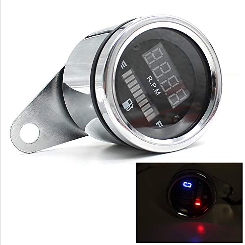 12V Motorcycle 2 in 1 Tachometer RPM Shift Meter Fuel Gauge Meter with Digital LED Indicator - Quarkscm