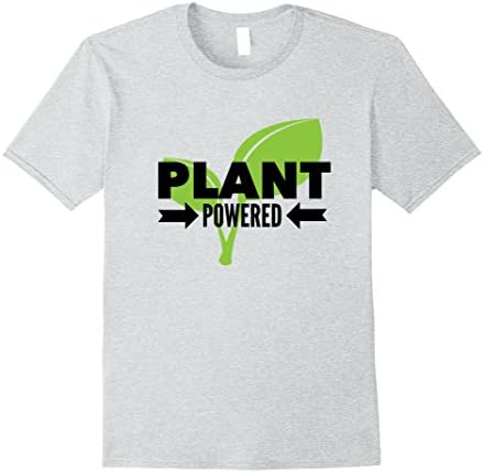 Mens Plant Powered Vegan &amp; Vegetarian T-Shirt Large Heather Grey