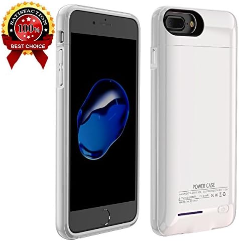 IPhone6/6splus/7plus(5.5 inch) Battery Case,Slim Extended Battery Case for IPhone6/6splus/7plus with 4200mAh(Multicolor) Jacket Battery with Magnetism can take off the Day for Phone Support (white)
