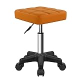 FURWOO Square Swivel Stool with Wheels PU Leahter