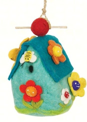 Global Crafts Wild Woolies Felt Birdhouse - Flower House