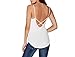 Archie Vince Womens V-neck Open Back Cross Spaghetti Strap Tank Top Camisole White
