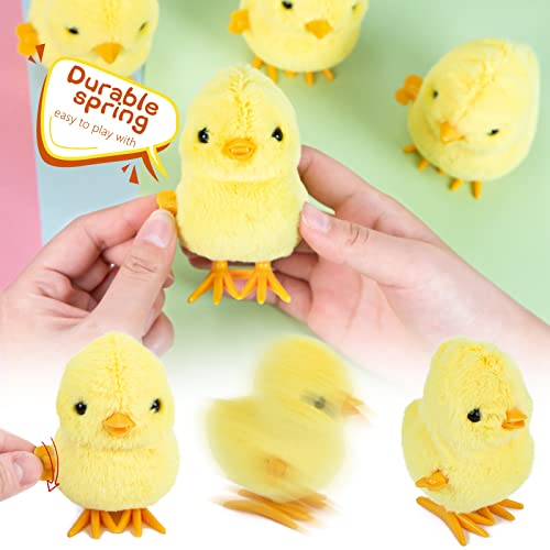 3 otters Easter Wind Up Toys, 4PCS Wind Up Chicks Lifelike Plush Chicks for Kids Easter Egg Hunt Easter Basket Stuffers