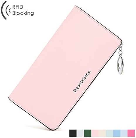 Aoliner Wallets for women RFID Blocking Zipper Pocket Multi Cards Organizer Leather Clutch