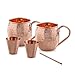 100% Solid Moscow Mule Copper Mugs Kit With Free Extras: Set of Two 16oz Mugs - Hammered Premium Quality Copper Cups, 2 Shot Glasses/Jiggers, and 1 Straw. Great For Gifts.