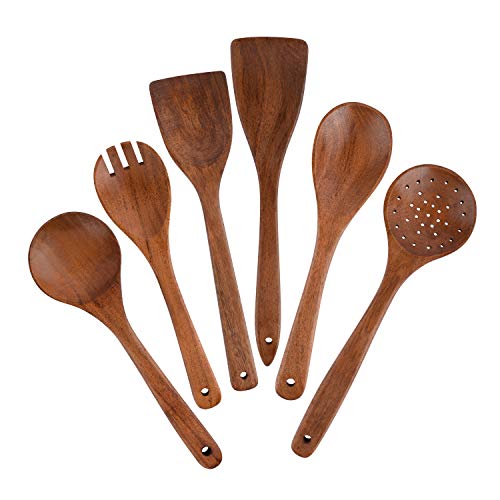 Wooden Utensils Wooden Spoons and Spatulas For Nonstick Pans Kitchen