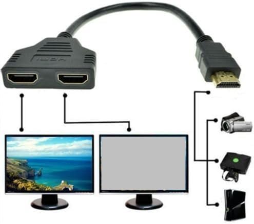 Chendomi 1080P HDMI Male to Dual HDMI Female 1 to 2 Way Splitter Cable Adapter Converter For DVD Players / PS3 / HDTV/STB and Most LCD Projectors