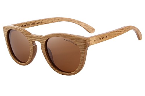 MERRY'S Polarized Full Frame Wooden Coated Floating Sunglasses Mens/Womens vintage Eyewear S5268 (Brown, 48)