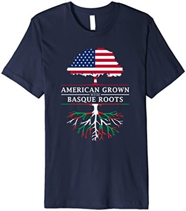 Mens American Grown with Basque Roots T-Shirt XL Navy