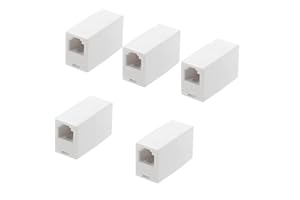 Vthahaby RJ11 Coupler, Straight Telephone Inline Coupler RJ11 6P4C Inline Keystone Jack Female to Female Straight Telephone Cable Cord Extension Adapter White (White 5 Pack)