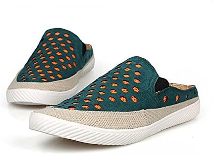 MOLLYGAN Men's Artificial Nubuck Leather Honeycomb Loafers Slipper Green