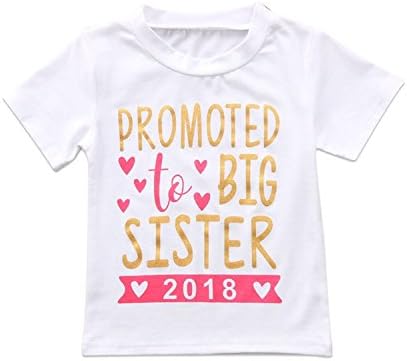 INHoney Baby Girl Promoted to Big Sister 2018 Letter Printed T-Shirt Top Blouse Shirt Outfit Clothes (5-6 Years, True White)