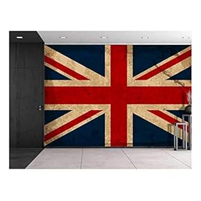 Large Wall Mural - Vintage UK Flag | Self-Adhesive Vinyl Wallpaper/Removable Modern Decorating Wall Art - 66" x 96"
