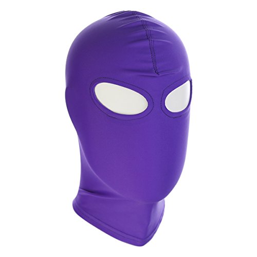 HOT TIME Unisex Lycra Spandex Zentai Hood Mask (S-Small, Purple-Open Eyes)