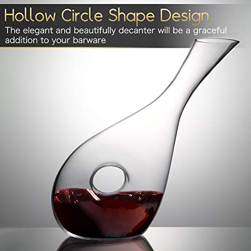 Wine Decanters by NUTRIUPS Hand Blown Red Wine Carafe Classic Pierced