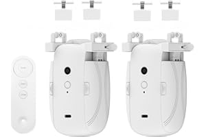 Electric Curtain Opener with Remote Control for Roman Rod, U-Shaped and I-Shaped Rails, 4000mAh Battery Powered Automatic Mot