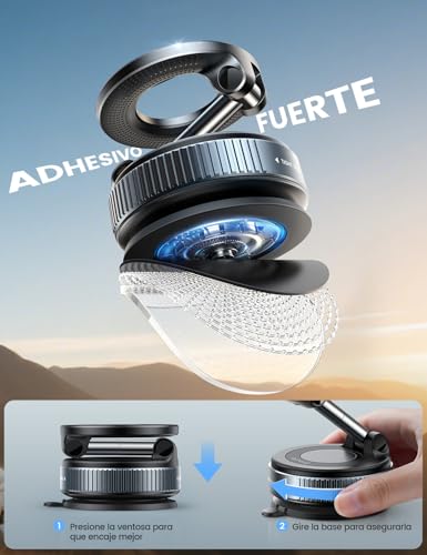 Lamicall Soporte para Celular Automovil - [Ventosa de Vacío Ultra Fuerte] para mag Safe Porta Celular para Auto, Giratorio 360° para Tablero o Parabrisas, para iPhone 17 16 15 Pro MAX, Galaxy