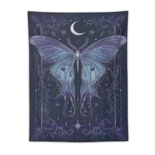 Violet Blue Moth Crescent Moon Tapestry Starry Dark Ornate Vine Pattern Gothic Tapestry Decorative Wall Hanging Living Room Tapestry Bedroom 30"x40" at Amazon