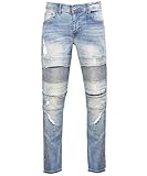 Kayden K Men's Premium Destroyed Slim Fit Moto Biker Jeans Pants