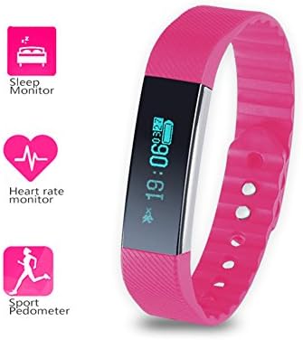 Fitness Tracker, Smart Bluetooth Wristband Pedometer Smart Bracelet Heart Rate Monitor Sleep Monitor, Waterproof Activity Tracker Watch for Android & IOS (Red)