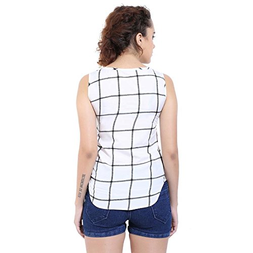 mallory winston white window pane sleeveless women's top
