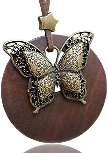 CTRCHUJIAN Vintage Woman Necklaces Fashion Jewelry Wooden Butterfly Pendant Necklace for Women Girls Long Necklace